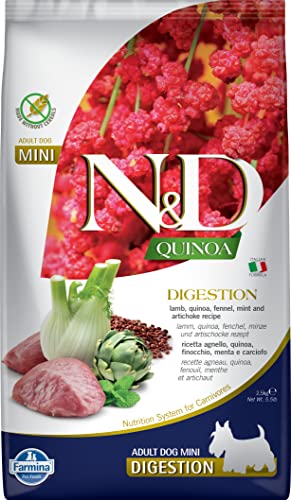 Farmina N&D Quinoa Adult Mini Pellets Hundefutter (Trockenfutter, mit hochwertigen Vitaminen und natürliche Antioxidantien, ohne Mais, Zutaten: Lamm und Fenchel, Portionsgröße: 2,5 kg) von Farmina