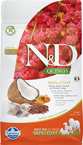 Farmina N&D Quinoa Adult Mini Pellets Hundefutter (Trockenfutter, mit hochwertigen Vitaminen und natürliche Antioxidantien, ohne Mais, Zutaten: Hering und Kokosnuss, Portionsgröße: 800 g) von Farmina