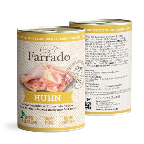 FARRADO Premium Nassfutter getreidefrei für Ihren Hund – Huhn 400g I Hundefutter in Premiumqualität (8x400g) von Farrado