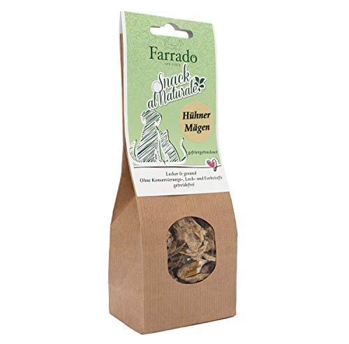 Farrado | Freeze Dried gefriergetrockneter Snack Katzen | 100% Hühnerherzen, Straußenleber, Hühnermagen, Lammlunge | getreidefrei + natürlich + artgerecht (Hühnermägen, 90g) von Farrado