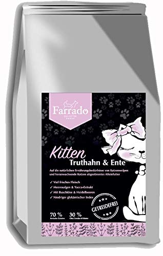 Farrado | Kitten - Truthahn, Ente und Hühnchen + Buschklee & Heidelbeeren | zuckerfrei, getreidefrei(1,5 kg) von Farrado