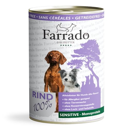 Farrado Premium Nassfutter getreidefrei für Ihren Hund – Rind 400g I Hochwertiges Hundefutter geeignet für alle Erwachsenen Hunderassen I Beste Qualität (8x400g) von Farrado