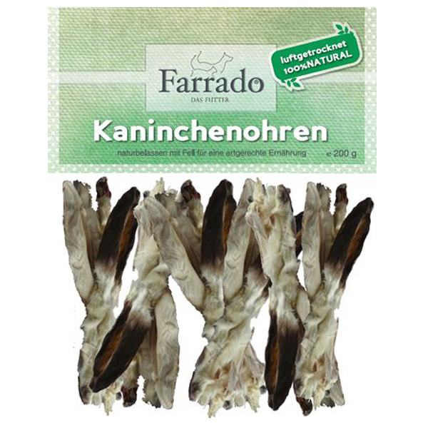 Farrado | Kaninchenohren mit Fell | 10 x 200 g von Farrado