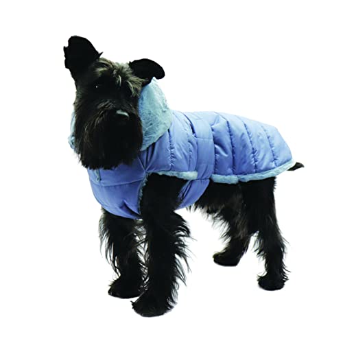 Fashion Dog Hunde-Steppmantel mit Kunstpelz-Futter - Azzurro - 33 cm von Fashion Dog