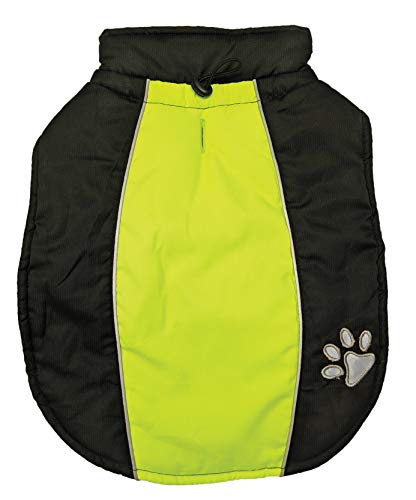 Fashion Pet Sportliche Jacke für Hunde, wasserabweisend, reflektierend, Größe M, Schwarz/Grün von Fashion Pet