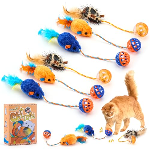 Fashion's Talk Kitten Toys Plüsch-Mäuse mit Katzenminze gefüllt, Spielzeug für Indoor-Katzen, weiche Stoffmäuse für alle Rassengrößen, Übung, 6 Mäuse mit Jingle Balls von Fashion's Talk