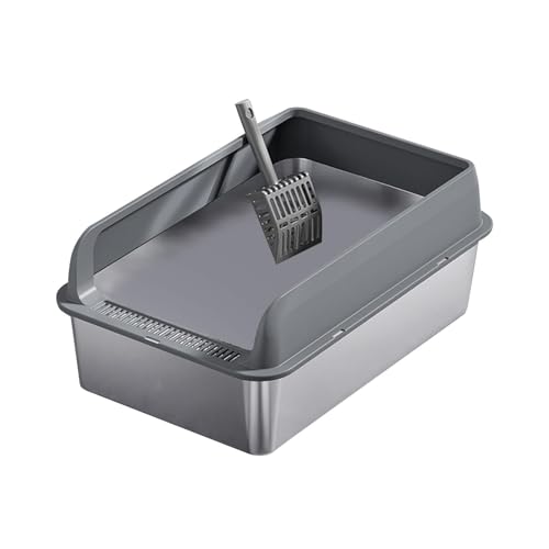 FashionCha Katzentoilette Als Toilette Großer Sandkasten Und Haustier Toilette Aus Metall Robuste Wanne mit Hohem Spritzschutz Und Griff für Haushal, Dunkelgrau und L FashionCha Katzentoilette Als Toilette Großer Sandkasten Und Haustier Toilette Aus Metall Robuste Wanne mit Hohem Spritzschutz Und Griff für Haushal, Dunkelgrau und L von FashionCha