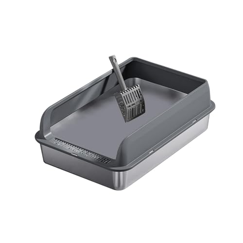 FashionCha Katzentoilette Als Toilette Großer Sandkasten Und Haustier Toilette Aus Metall Robuste Wanne mit Hohem Spritzschutz Und Griff für Haushal, Dunkelgrau und M FashionCha Katzentoilette Als Toilette Großer Sandkasten Und Haustier Toilette Aus Metall Robuste Wanne mit Hohem Spritzschutz Und Griff für Haushal, Dunkelgrau und M von FashionCha