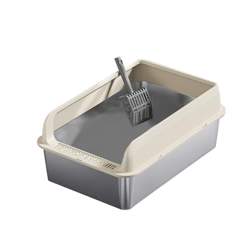FashionCha Katzentoilette Als Toilette Großer Sandkasten Und Haustier Toilette Aus Metall Robuste Wanne mit Hohem Spritzschutz Und Griff für Haushal, Khaki und L FashionCha Katzentoilette Als Toilette Großer Sandkasten Und Haustier Toilette Aus Metall Robuste Wanne mit Hohem Spritzschutz Und Griff für Haushal, Khaki und L von FashionCha
