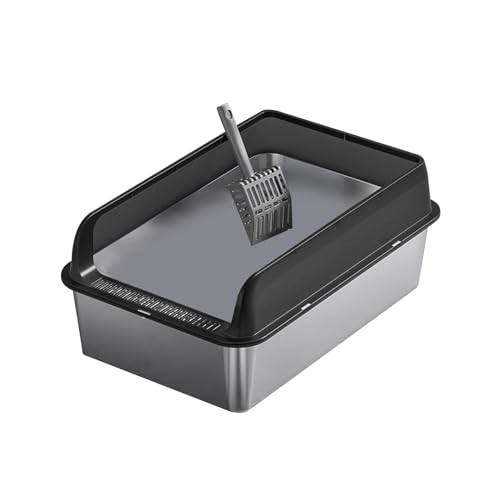FashionCha Katzentoilette Als Toilette Großer Sandkasten Und Haustier Toilette Aus Metall Robuste Wanne mit Hohem Spritzschutz Und Griff für Haushal, Schwarz und L FashionCha Katzentoilette Als Toilette Großer Sandkasten Und Haustier Toilette Aus Metall Robuste Wanne mit Hohem Spritzschutz Und Griff für Haushal, Schwarz und L von FashionCha