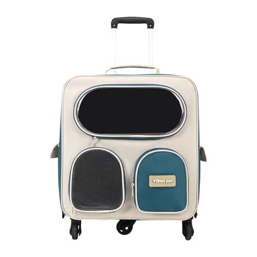 FashionCha Katzentrolley Transportrucksack für Haustiere Reisetasche Und Tragetasche Aus Nylon mit Atmungsaktiven Fenstern für Reisen Und Parkbesuche, Grün Blau FashionCha Katzentrolley Transportrucksack für Haustiere Reisetasche Und Tragetasche Aus Nylon mit Atmungsaktiven Fenstern für Reisen Und Parkbesuche, Grün Blau von FashionCha
