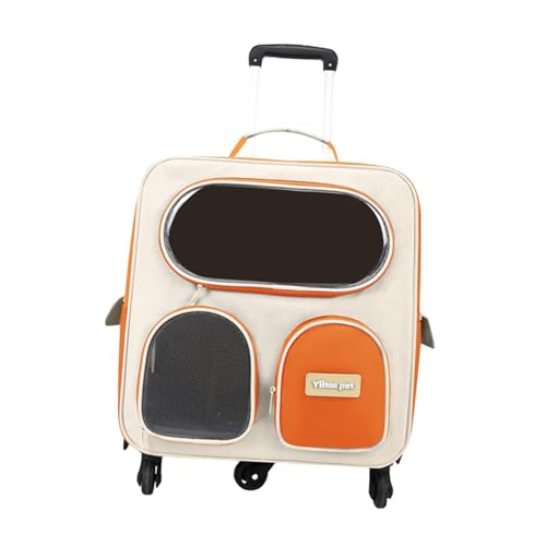 FashionCha Katzentrolley Transportrucksack für Haustiere Reisetasche Und Tragetasche Aus Nylon mit Atmungsaktiven Fenstern für Reisen Und Parkbesuche, Orange FashionCha Katzentrolley Transportrucksack für Haustiere Reisetasche Und Tragetasche Aus Nylon mit Atmungsaktiven Fenstern für Reisen Und Parkbesuche, Orange von FashionCha