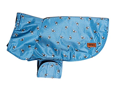 Fatface Spotty Bees Regenmantel für Hunde, wasserabweisend, Klettverschluss, leicht, 45 cm, Blau von Beauty Water