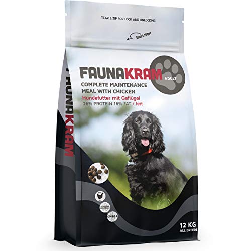 Faunakram Complete Maintenance Futter - Hundetrockenfutter mit Geflügel für ausgewachsene Hunde Aller Rassen, 1 x 12 kg von Faunakram