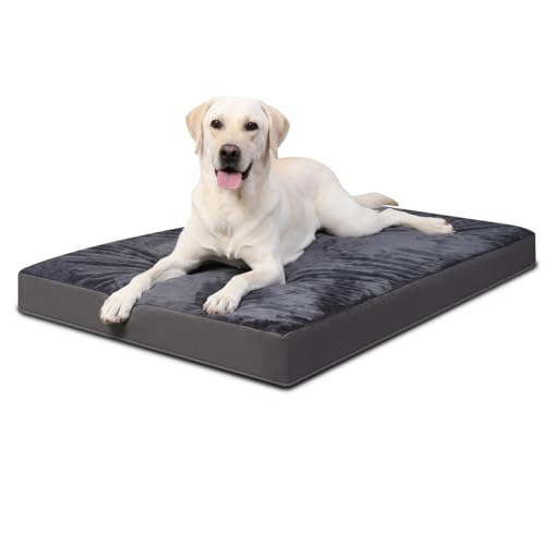 Favodormir Orthopädisches Hundebett Mittelgroße Grosse Hunde Hundekissen, mit Waschbar Abnehmbarer Deckel, Flauschig Hundematte Hundekorb Hundematratze, 91x69x7cm Dunkelgrau von Favodormir