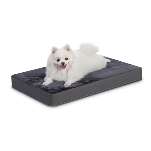 Favodormir Orthopädisches Hundebett Hundekissen Kleine Hunde, mit Waschbar Abnehmbarer Deckel, Flauschig Hundematte Hundekorb Hundematratze, 75x45x7cm Dunkelgrau von Favodormir