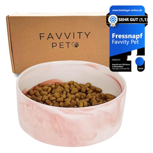 Hundenapf Keramik für Kleine und Grosse Hunde - Modern [rutschfest] Spülmaschinengeeignet | Futternapf Fressnapf für deinen Hund (Napf Rosa 850 ml) von Favvity