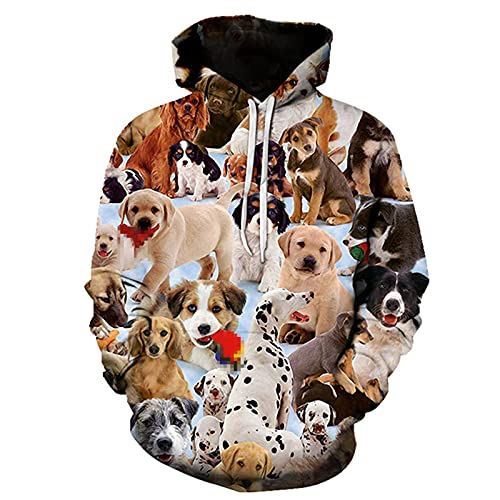 Haustier Hund Pullover 3D Gedruckt Männer Hoodie Casual Sweatshirt Trainingsanzug Unisex Harajuku Streetwear Mode Tops, 1001, M von Faxkjeuls