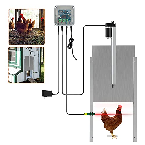 Fayelong Automatischer Hühnerstall-Türöffner-Kit Automatischer Hühnerstall-Türöffner und Schließer Regendichter Außenlichtsensor-Controller mit Infrarotsensor, 12-V-Gleichstromversorgung von Fayelong