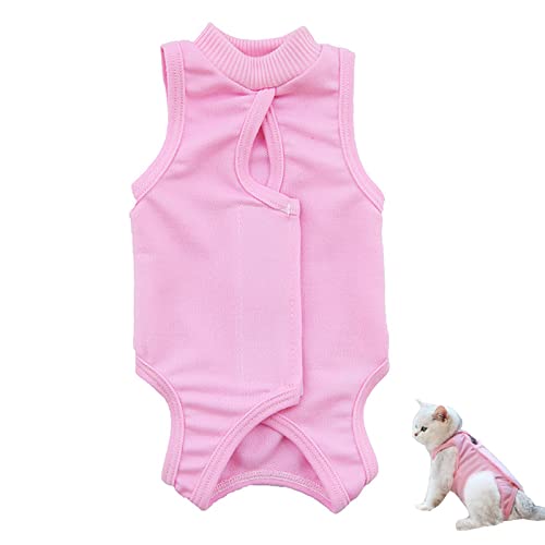 Fayemint Recovery Suit Katze, Haustiere Schutz Kleidung, Recovery Suit Katze Rosa, für Chirurgie, Behandlung, Entwöhnung und Kastration von Hautkrankheiten bei Haustieren (M, Rosa) von Fayemint