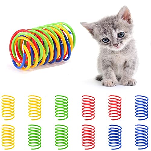 40 Stücke Katze Frühling Spielzeug, Kunststoff Spiralfedern, Neuheit Haustiere Spielzeug, Buntes kreatives Kunststoff Spiralfedern Spirale für Katzenbisse,Jagd, Spiel mit dem Besitzer von Fayemint