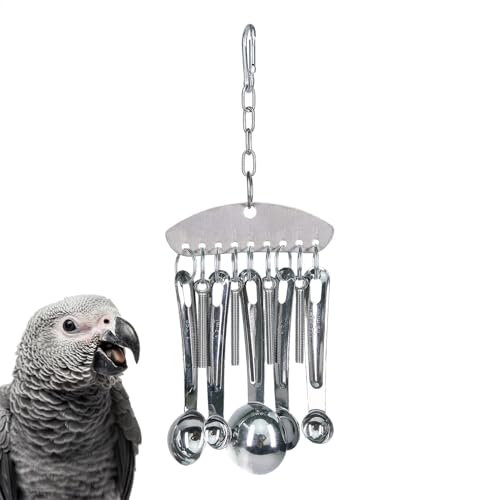 Bird Chew Toy for Parrot, Stainless Steel Parrot Toy, Parrot Bird Spoon Ring Toy, Bird Gnawing Scoops Toy, Chew Toy for Conures, Parrot Chew Ring, Bird Toy, Stainless Steel Chew Toy for Parrots von Fbinys