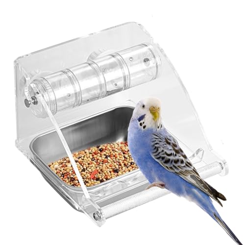 Bird Feeder Bowl, Acrylic Bird Cage Feeder, Parakeet Feeding Bowl, Transparent Bird Feeder, Detachable Bird Cage Cup, Lovebird Feeding Dish, Foraging Bird Feeder, Small Bird Food Bowl for Lovebirds von Fbinys