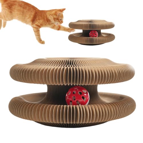 Cardboard Cat Toy, Foldable Cat Scratch Board, Kitty Scratching Post, Cat Ball Track Toy, Cat Accordion Toy, Cat Scratcher Board, Interactive Cat Toy, Cat Toy with Ball, Foldable Cat Toy, von Fbinys