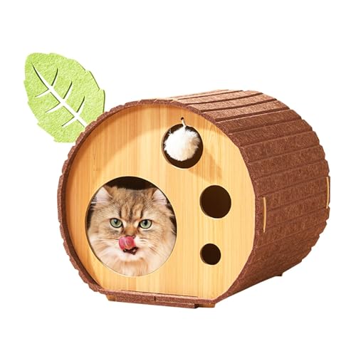 Cave Cat Bed, Cat Cave Bed with Scratchboard, Kitten Winter Bed with Scratchboard, Cat Condo Cave and Climbing Stand, Decorative Tree Hole Cat Playhouse for Multiple Indoor Cats von Fbinys