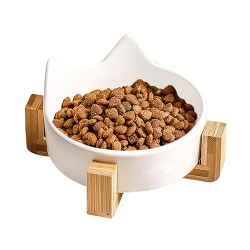 Ceramic Cat Food Bowls, Cat Ear Feeding Bowls, Pet Food Bowls with Stand, Wooden Stand Pet Bowls, Wet Food Cat Bowls, Multifunctional Pet Bowls, Kitten Food Bowls, Elevated Pet Bowls, Indoor Cat Feed von Fbinys