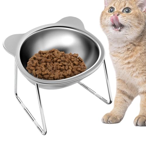 Elevated Cat Bowl, Tilted Cat Food Bowl, Stainless Steel Pet Bowl, Anti-Skid Cat Bowl, Cat Feeding Bowl Tilted, Raised Cat Food Bowl, Pet Feeding Tool for Cats, Ergonomic Cat Bowl, Comfortable von Fbinys