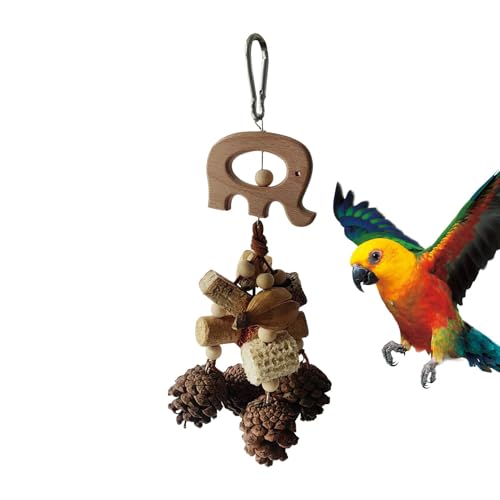 Fbinys Bird Toy for Parrots, Chewing Toy for Birds, Parrot Toy with Pinecones, Hanging Bird Toys, Bird Chew Toy for Parrots, Wooden Bird Hanging Toy, Small Medium Bird Toy, Parrot Playtime Toy von Fbinys