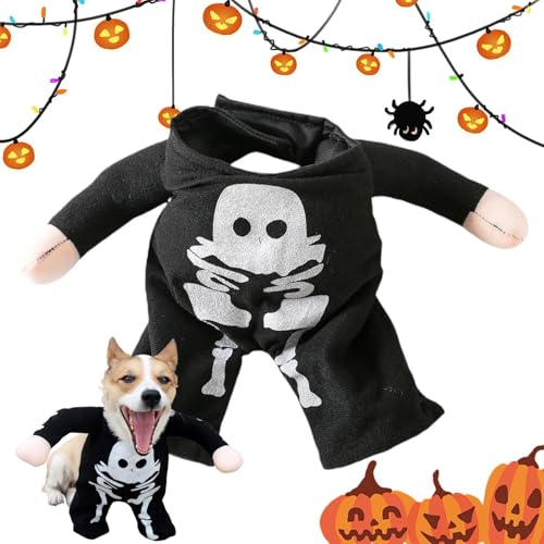 Fbinys Halloween-Kostüme für Hunde – leuchtet im Dunkeln, Totenkopf-Kostüm, gruseliges Kostüm, Hundekleidung, lustiges Halloween-Kostüm für Hunde und Katzen von Fbinys