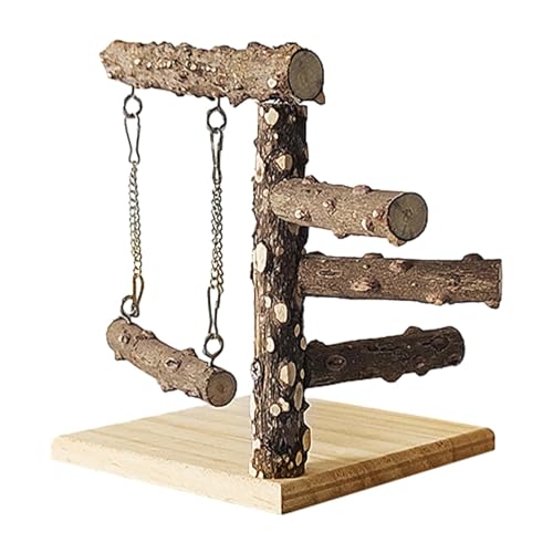 Fbinys Vogelständer, Holz-Nymphensittich-Spielplatz, Rutschfester Vogelbaum, tragbares Vogelspielzeug, natürlicher Papageiensitz für Wellensittiche, Sittiche, Nymphensittiche von Fbinys