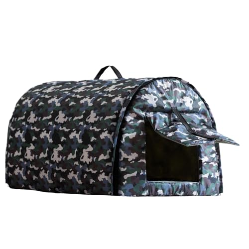 Insulated Cat House, Compact Outdoor Cat Shelter, Sturdy Cold Weather Shelter, Waterproof Small Pet House, 210D Waterproof Oxford Cloth 40x35x35 cm Suitable for Other Small Pets, Blue Camouflage von Fbinys