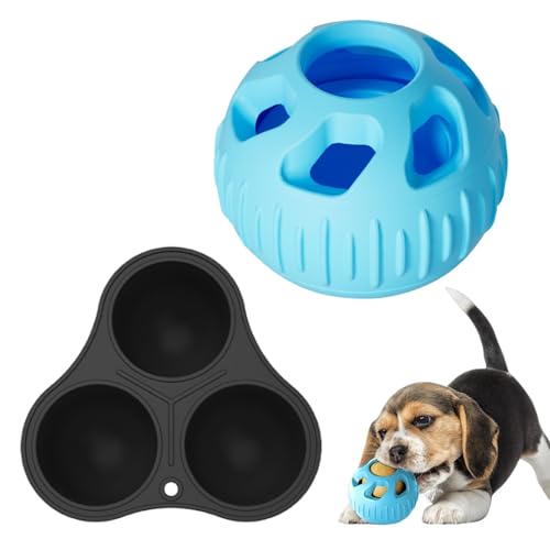 Interaktiver Leckerli-Ball für Hunde, 2 x Puzzle-Futterbälle für Hunde, Hunde-Puzzle-Ball-Futterstation, 2 x interaktive Leckerli-Spenderbälle für Haustiere, sicheres Puzzle-Spielzeug für Training, von Fbinys