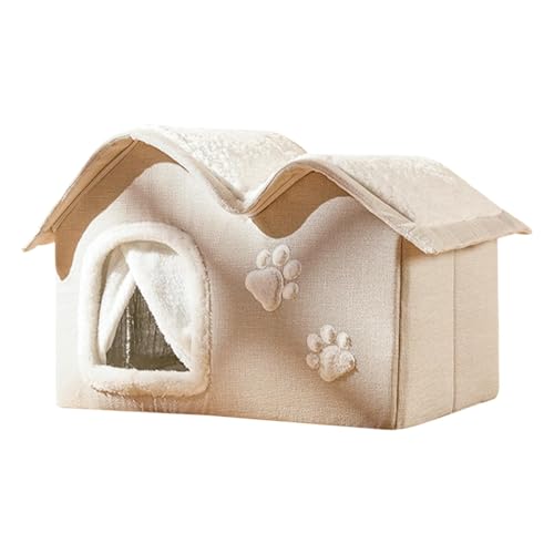 Isoliertes Katzenhaus, wetterbeständiges Haustierbett, geräumige Hundesofa, kompakte Größe, Katzenunterschlupf, hält warm bei kältestem Wetter, gibt komfortable widerstandsfähige Materialien, Beige, von Fbinys