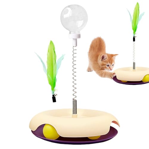 Katzen-Leckerli-Spielzeug, Katzen-Puzzle-Futterspender, Interaktives Katzenspielzeug, Katzen-Puzzle-Ball, Leckerli-Spender Spielzeug, Feder-Katzenspielzeug, Indoor-Katzenpuzzle, von Fbinys