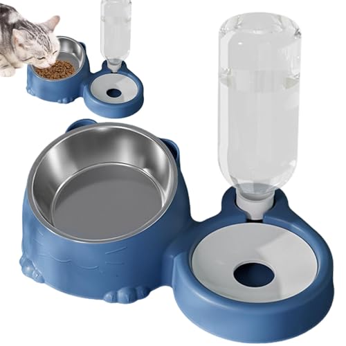 Katzenfutter Wassernapf Set, geneigte Futternäpfe für Haustiere, Edelstahl Katzennapf, Automatischer Wasserspender, Große Kapazität Haustiernapf, Katze Futternapf, Futterspender für Haustiere, von Fbinys