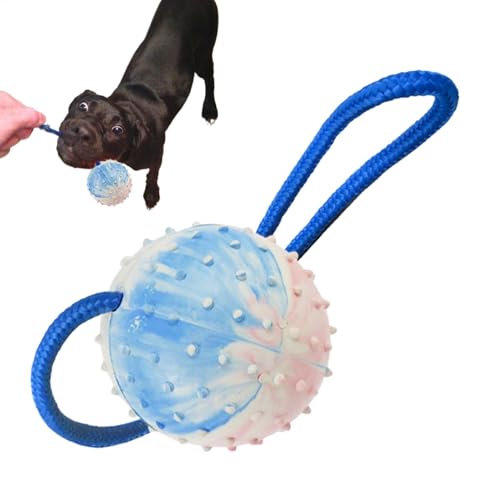 Rope Ball Dog Toy, Bite Resistant Dog Ball, Pet Interactive Dog Toy, Training Dog Ball Launcher, Tug Chew Toy for Dogs, Squeaky Rope Ball Toy, Dog Ball for Small Breeds, Durable Dog Rope Toy von Fbinys