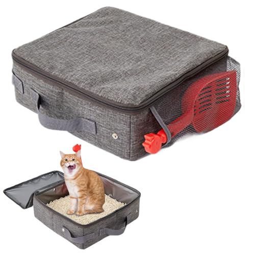 Tragbare Katzentoilette Für Katzen, Faltbare Katzentoilette, Wasserabweisende Katzentoilette, 30 X 30 X 10,9 Cm, Reisetoilette Mit Deckel, Katzentoilette Für Autofahrten, Katzentoilette Mit Reißversch von Fbinys