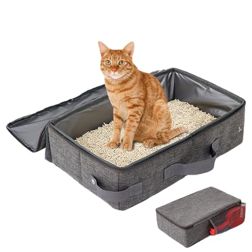 Tragbare Katzentoilette Für Katzen, Faltbare Katzentoilette, Wasserabweisende Katzentoilette, 30 X 30 X 10,9 Cm, Reisetoilette Mit Deckel, Katzentoilette Für Autofahrten, Katzentoilette Mit Reißversch von Fbinys