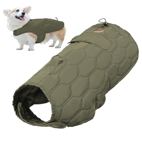 Warmer Mantel für Hunde, winddichter Hundemantel, Thermoweste für kaltes Wetter, Haustier-Winterjacke, robuster D-Ring-Hundemantel, Hundemantel für kaltes Wetter, verstellbarer Hunde-Wintermantel, von Fbinys