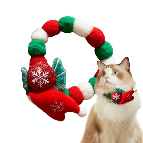 Welpen-Plüsch-Halsband, Pompon-Haustier-Halskette, elastisches Katzenhalsband, lustiges Weihnachts-Kostüm, Süßigkeitenhut, Haustier-Halsdekoration, niedliches Haustierzubehör, von Fbinys