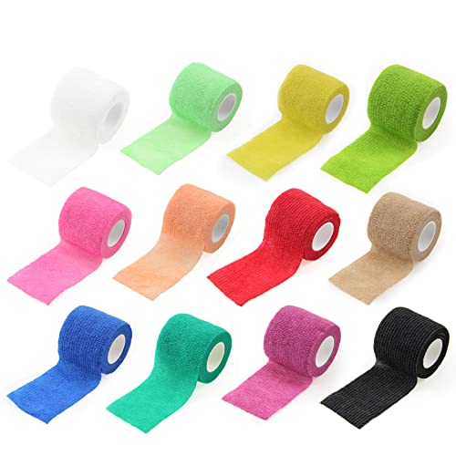 Fcnjsao 12er Pack Haustier Wundpflegebandage Vets Wrap Für Pferde Knöchelverstauchung Selbstklebende Bandage Wrap Vets Tape Wrap Für Hunde von Fcnjsao