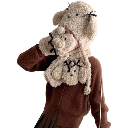 Unisex Bowknot Hund Plüschschalhandwers Set Für Winteroutfits Outdoor Aktivität Handwäsche Handschuhe Beliebtes Accessoire von Fcnjsao