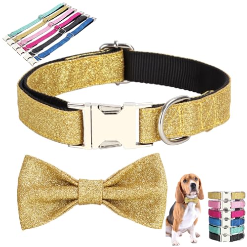 Fcteap Weihnachtliches Hundehalsband mit Schleife, glitzernde Fliege, Geschenk, niedlich, lustiges Hundespielzeug, Haustierzubehör für die Leine für Welpen, kleine, mittelgroße und große Rassen und von Fcteap