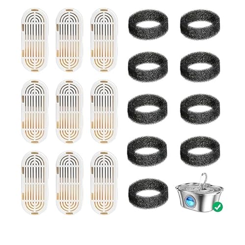 Fcuajdkq Ersatzteile Filter Schwämme Filter für 108 Unzen/3,2 Liter 4L Edelstahl-Katzen-Trinkbrunnen Leiser Wasserhahn 6Pcs von Fcuajdkq