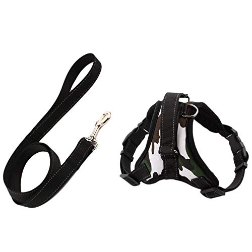 Fcuajdkq Hunde Geschirr Leine Set Einstellbare Atmungsaktive Hund Katze Kragen Weste Harness für Hund Welpen Haustier Brust Gurt Hunde ZubehöR Tarnen S von Fcuajdkq