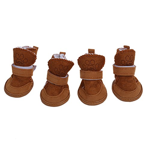 Fcuajdkq Lohfarben Warm Hunde Schuhe Hundeschuhe Dog Boots Geeignet Fuer Pfoten(ca.): 4.44 x 3.81 cm (L x B) von Fcuajdkq